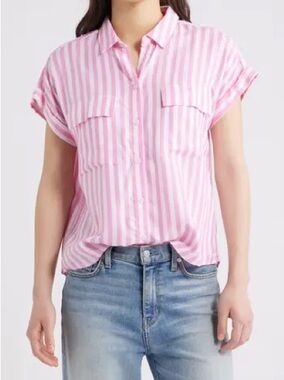 Nordstrom beachlunchlounge Kiana Striped Short-Sleeve Button Down, Size S